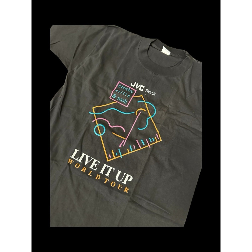 80's Crosby Stills & Nash Live It Up Tour JVC Vintage Concert T-shirt Large Cali